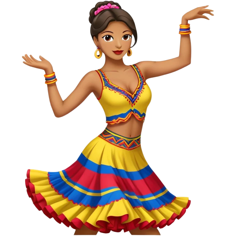 Colombian salsa dancer in colorful dress, dancing with passionate movement, traditional Colombian style emoji