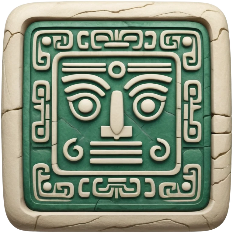 Mayan hieroglyphic symbol for communication or mail in white and dark green colors emoji
