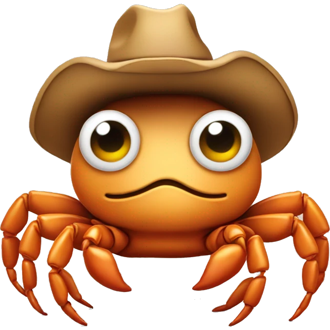 Baby crab wearing a cowboy hat emoji