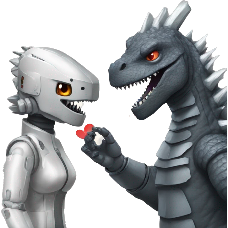 Godzilla and Mechagodzilla in love emoji