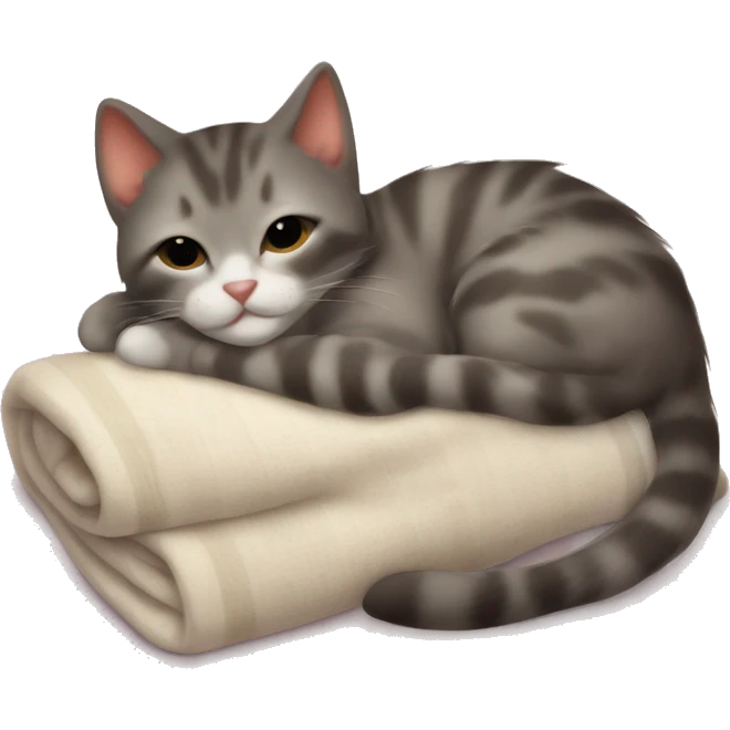 Kitten sleeping on Cozy blanket emoji