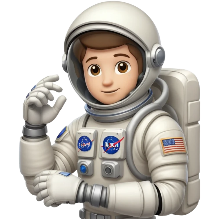 flexed biceps arm with white sleeve and astronaut gloves emoji