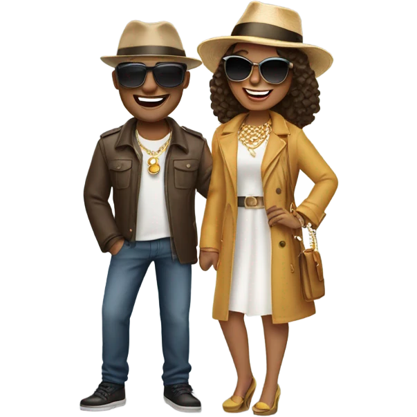 smiling couple with accessories emoji