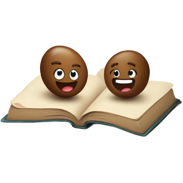 Cute coffee beans and book emoji