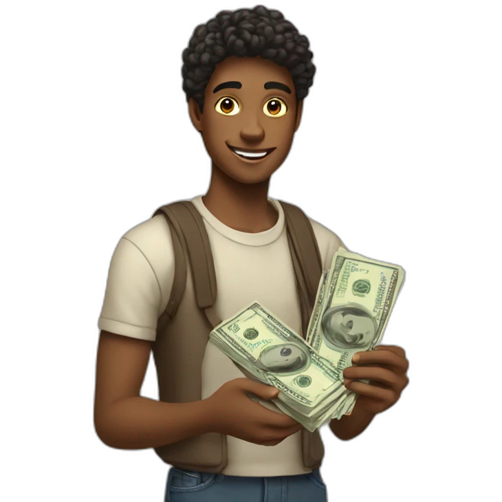 A rich teenagers with money in his hand emoji