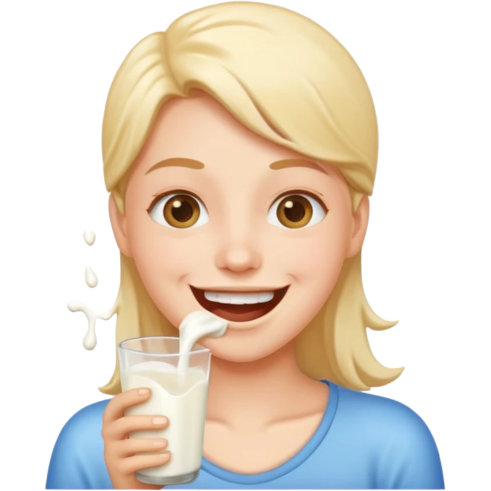 Happy emoji with milk spilling from mouth emoji