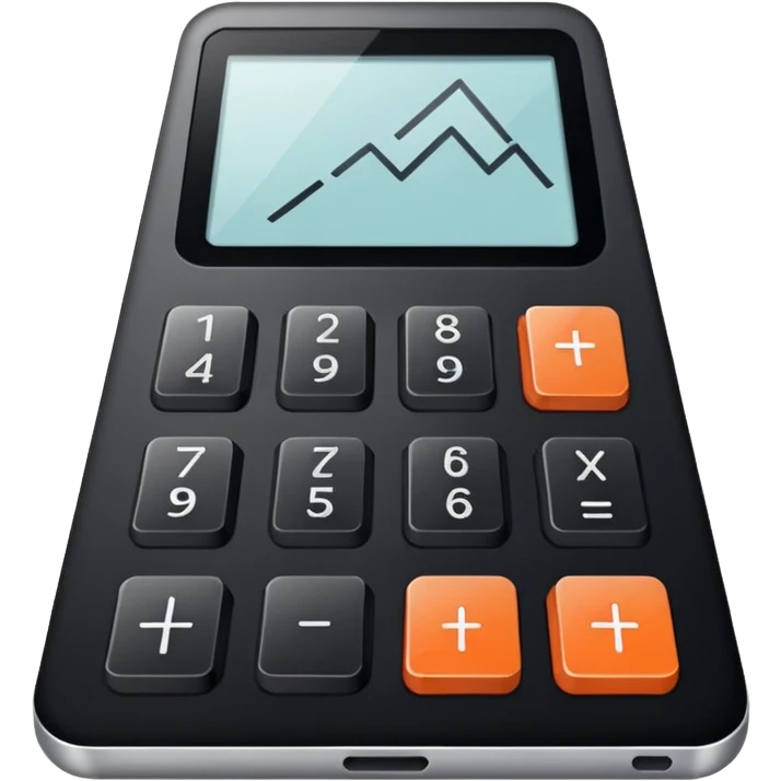 Minimalistic flat vector icon, iOS style, thin black contour on white background. Calculator and geometric shapes (triangle, circle). No text, no shadows. emoji