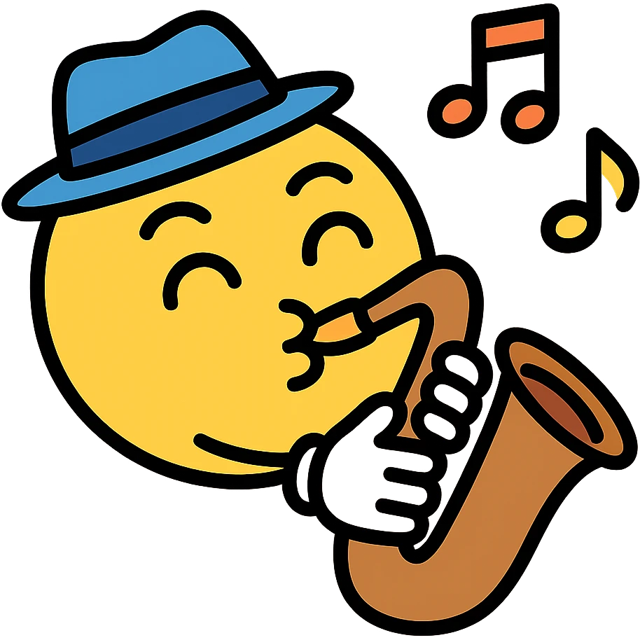 jazzy energetic musical emoji bold outlines cartoon style emoji