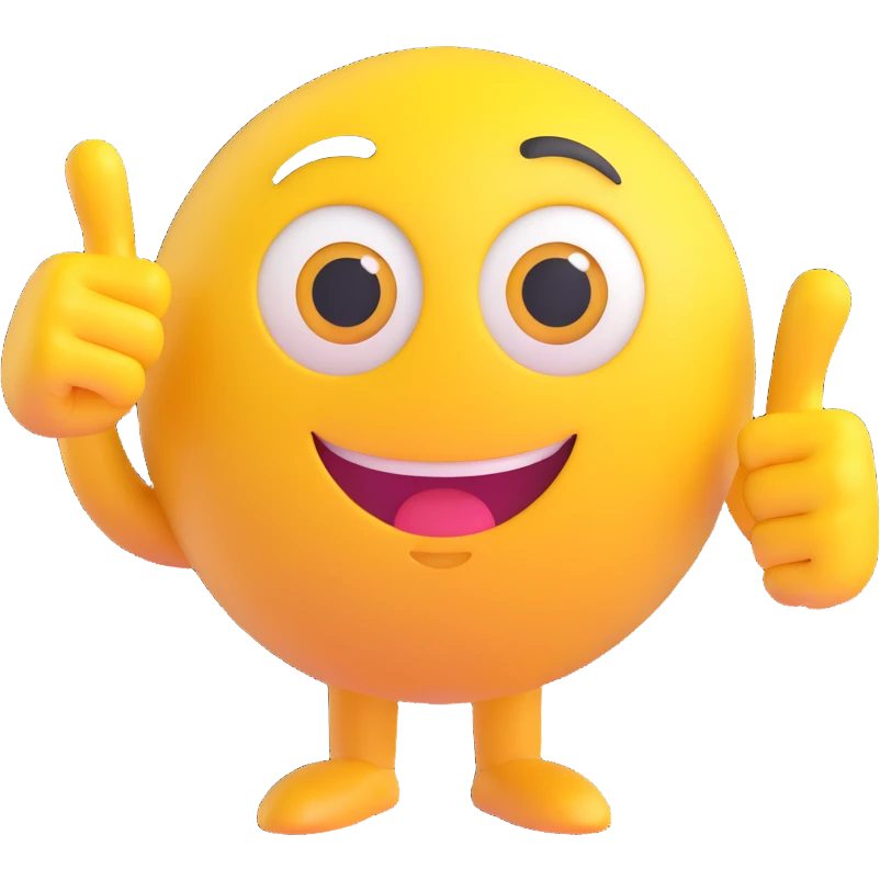 A yellow round emoji character with big eyes and a confident smile, clearly pointing both index fingers at itself. Strong “ME!” expression. Bold cartoon style, isolated on white emoji