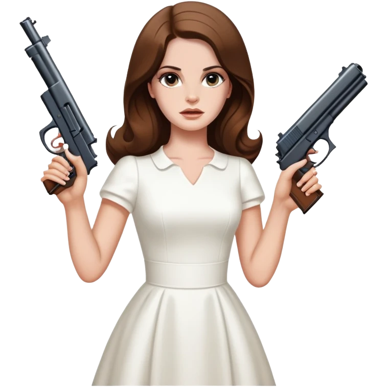 Lana Del Rey white dress holding a gun emoji