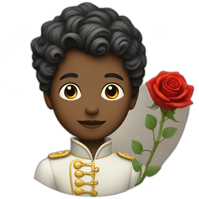 Little prince with red rose on the moon emoji
