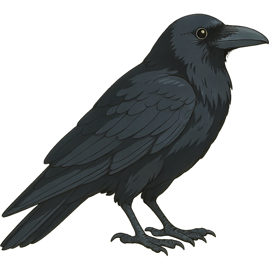 realistic ghibli style raven emoji