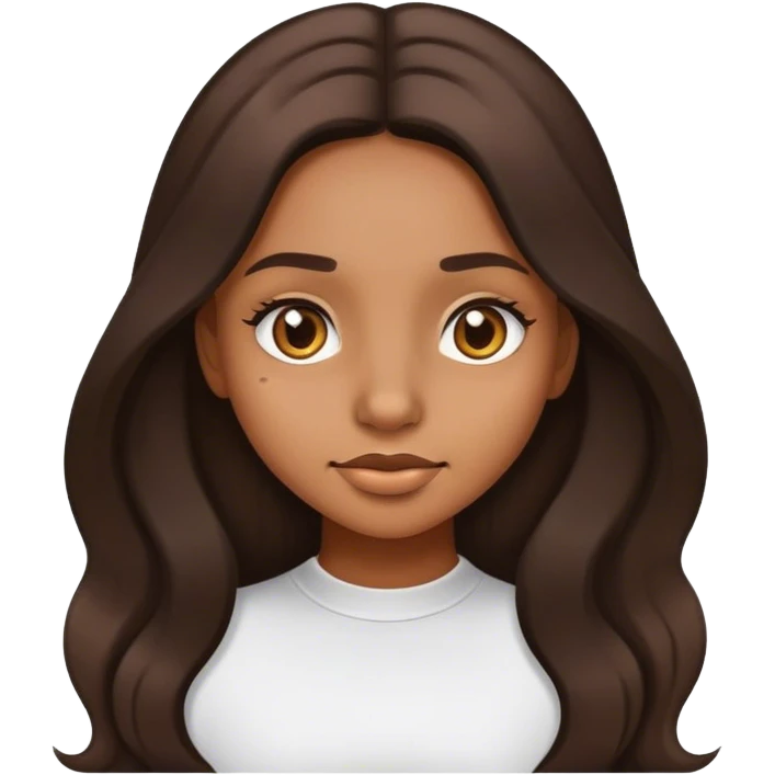light brown skin girl with dark brown long hair pretty emoji nose emoji