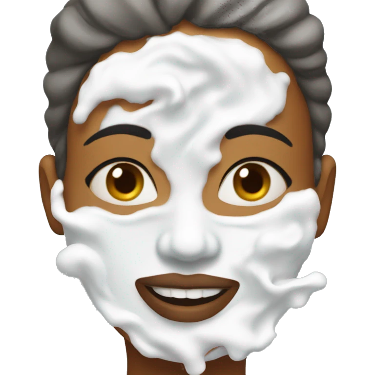 Woman with shaving cream on her face emoji