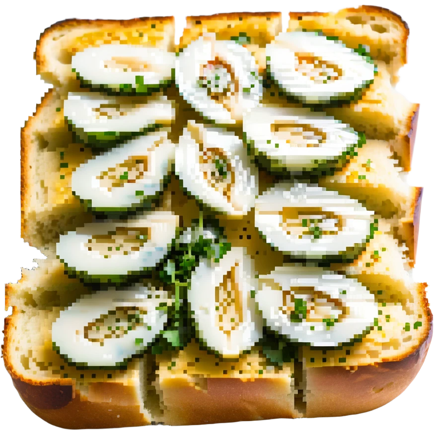 a perfect garlic bread, italian style, open faced emoji