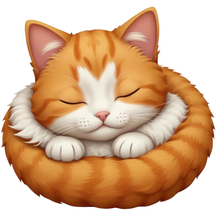 ginger and white small cat curled up with head upside down with eyes closed emoji