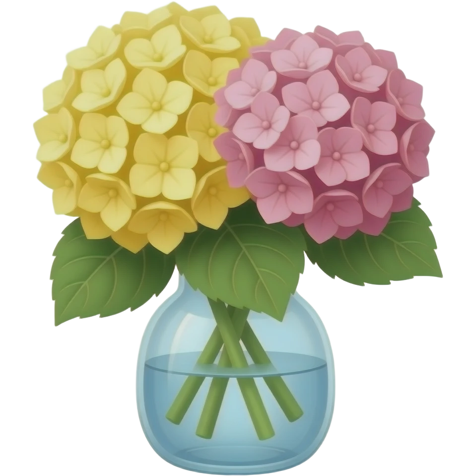 Yellow and pink Hydrangea in a vase emoji