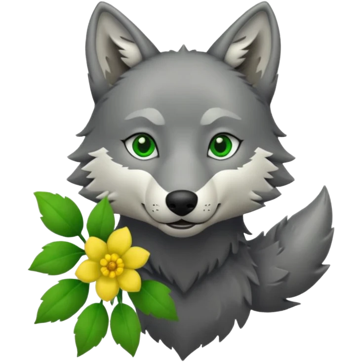 wolf holds flower emoji