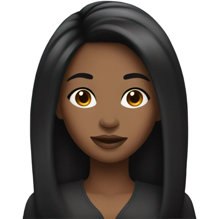 black woman with black long hair and a nice top emoji