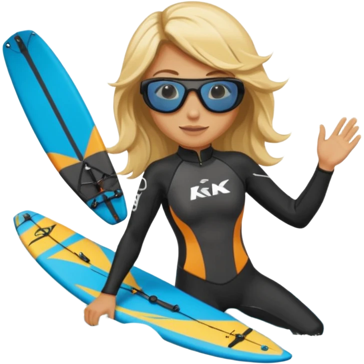 Blonde long haired ladie Kiteboarding  emoji