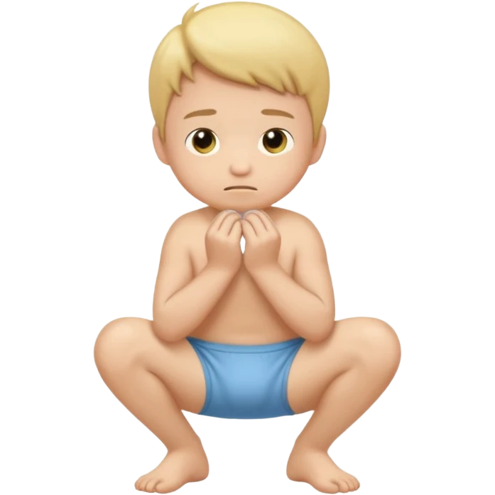 A kid squatting down pooping on his underwear emoji