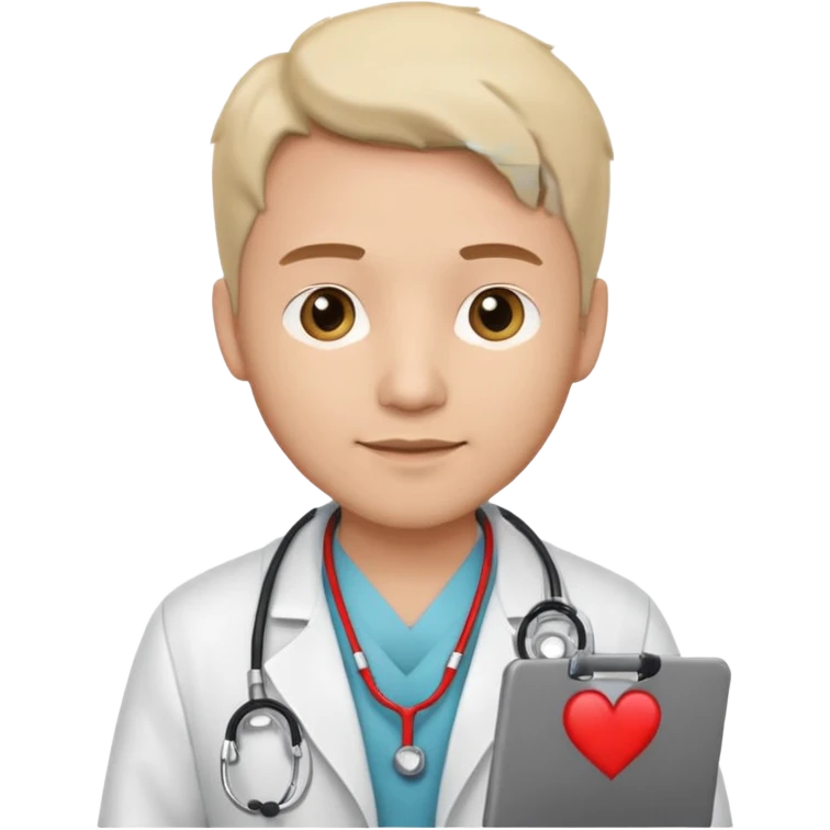 Cardiac sonographe male long white coat or scrubs emoji