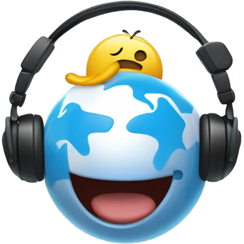 crea un moji feliz escuchando musica con un mando de play y pensando en un balon de futbol emoji