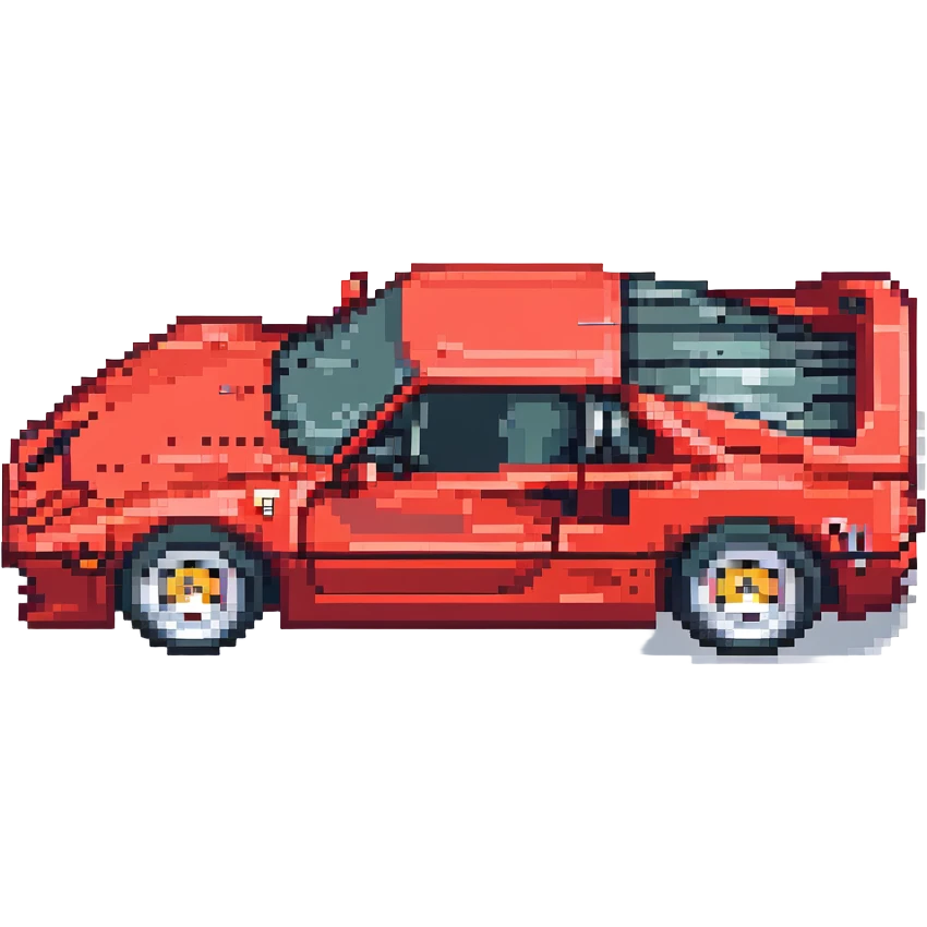 Ferrari F40, pixel art style, simplified details, classic red, side profile emoji