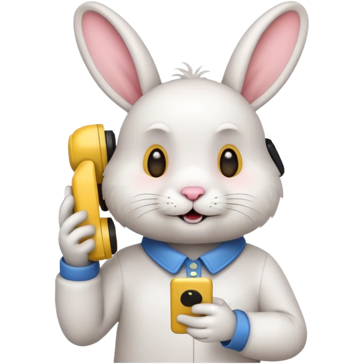 White rabbit on phone talking emoji emoji