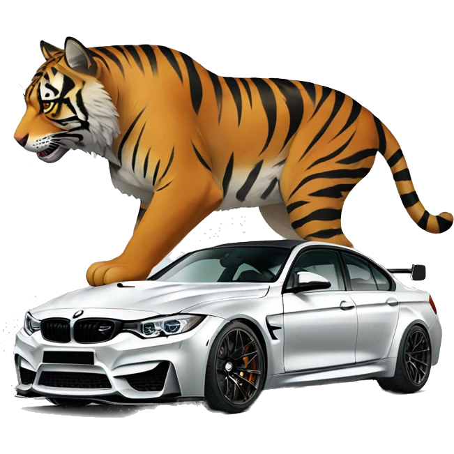 drifting bmw m3 with tiger emoji