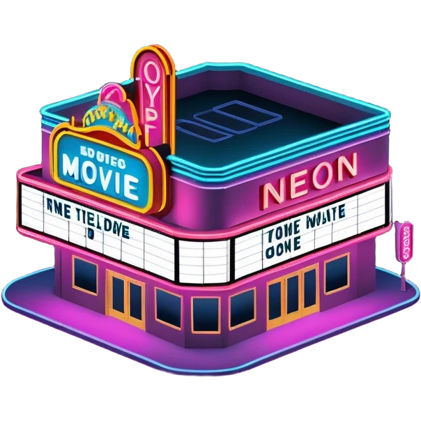 neon movie theater exterior isometric emoji