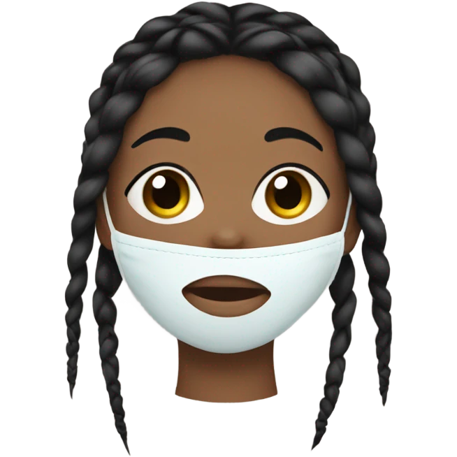 girl with black braids doing a face mask emoji