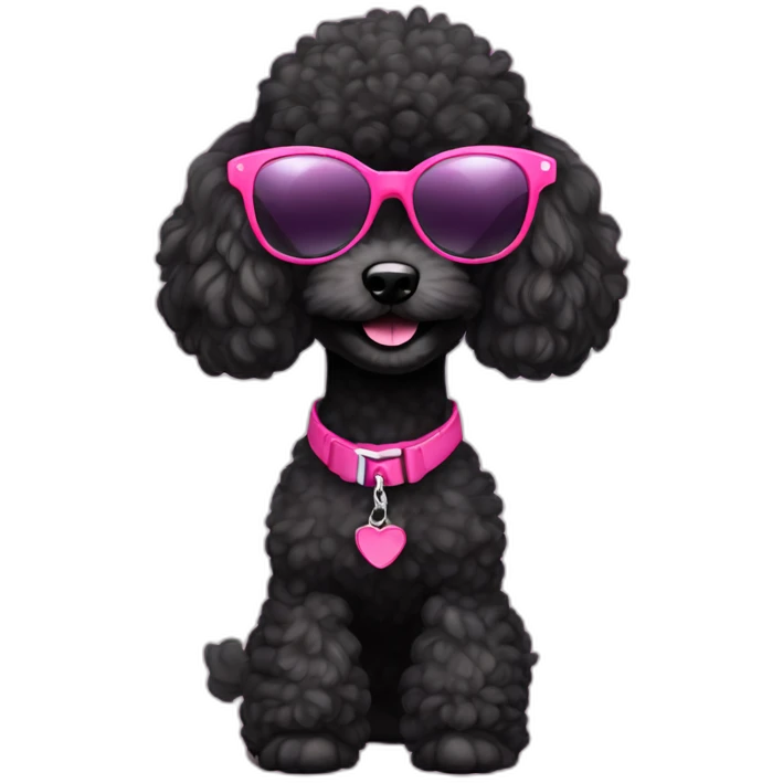 black toy poodle with pink sunglasses emoji