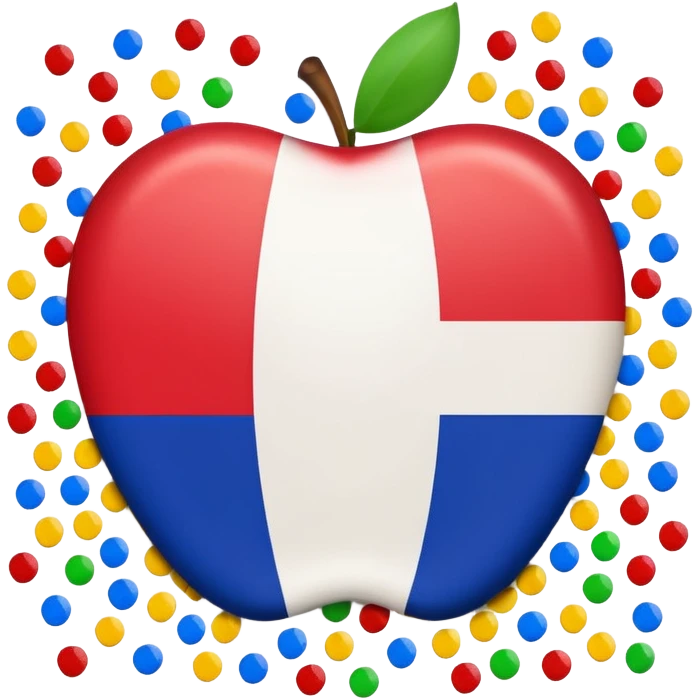 French flag surrounded by colorful confetti, apple style emoji emoji