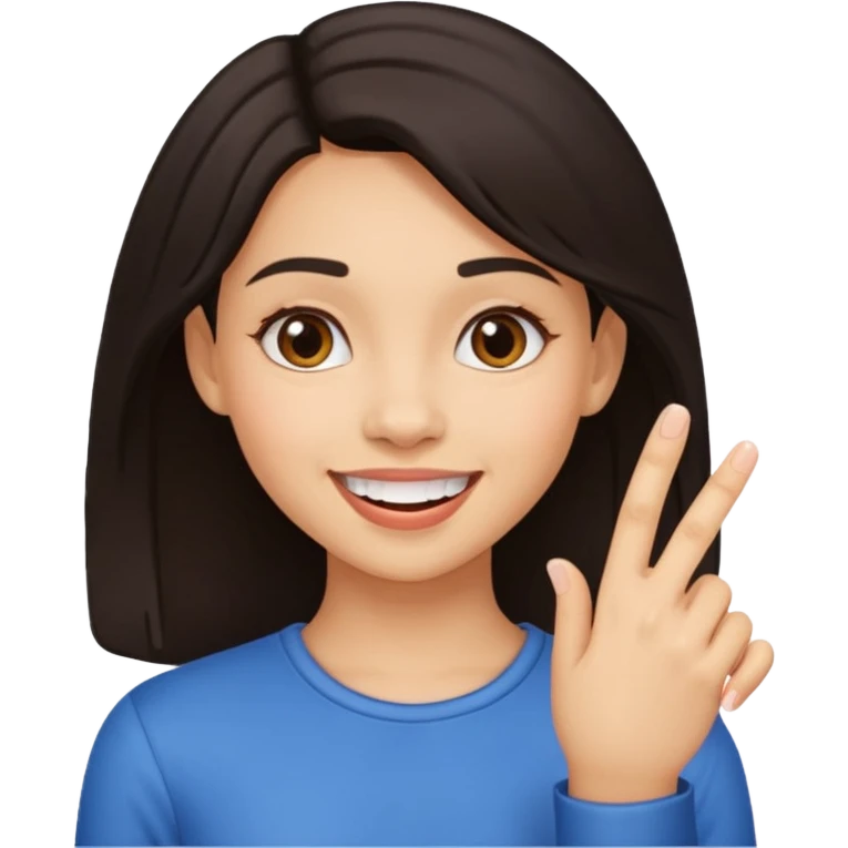 Emoji de una chica con el dedo sobre una esquina de los dientes sonriendo de forma coqueta   emoji