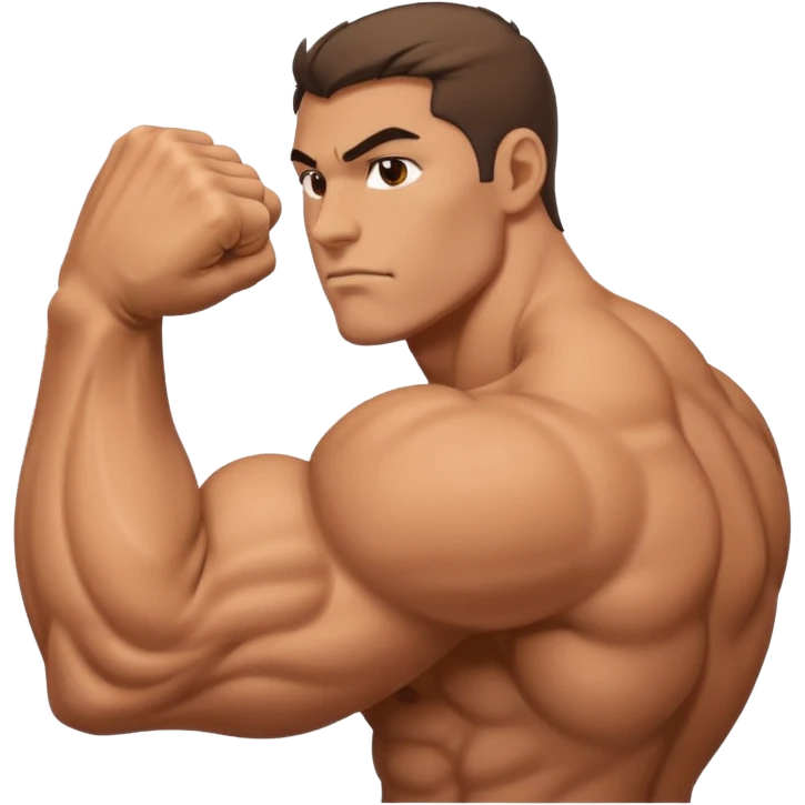 big muscular arm, fist to shoulder view emoji