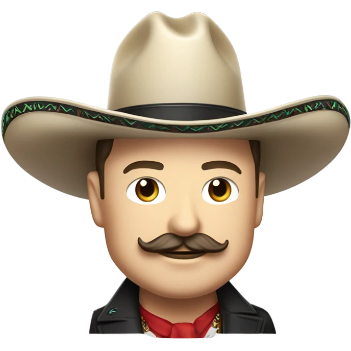  Elon musk eloncho with big mustache and black sombrero mexican hat and Tesla logo red green white Mexican shirt Tesla symbol token emoji
