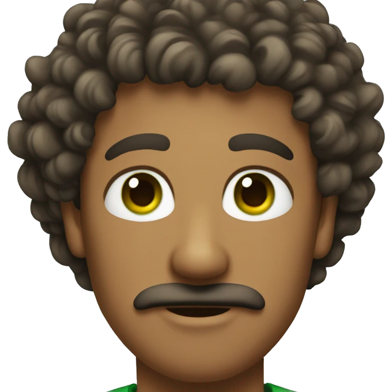 tan green eyed man with a mustache and curly hair emoji