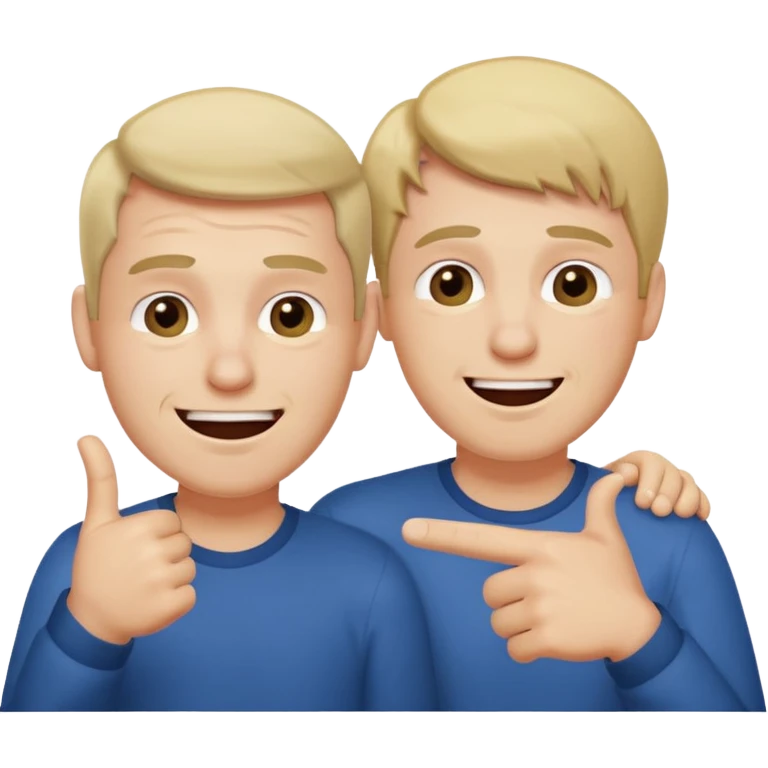 2 homme, l'un est triste et l'autre le pointe du doigt en rigolant emoji