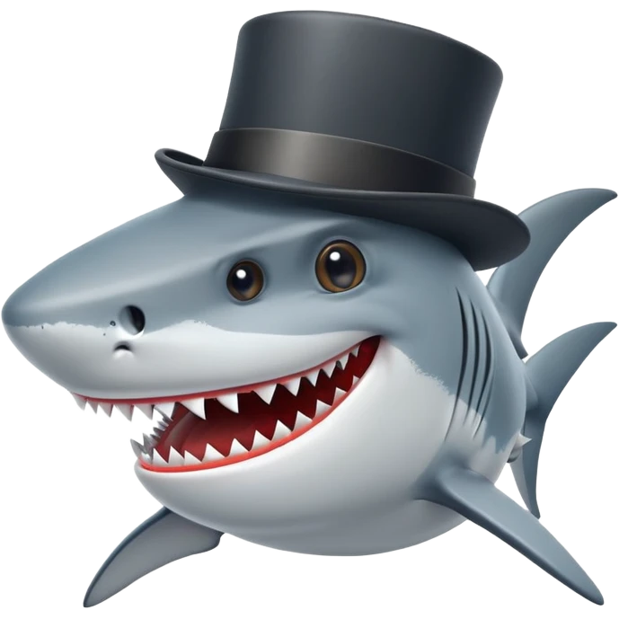 Shark with a top hat emoji