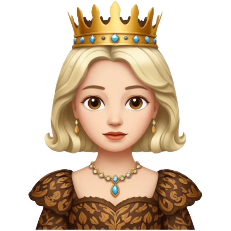 Queen wearing a bark-patterned dress emoji