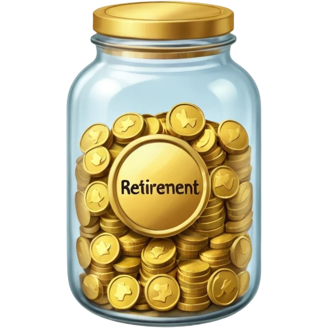 jar with money and label on the jar that says RETIREMENT emoji