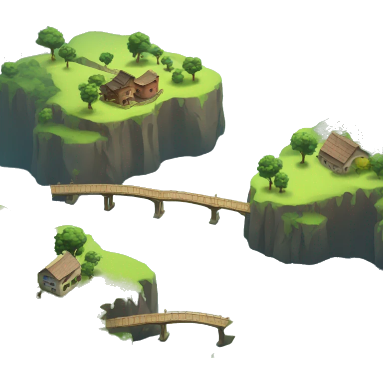 floating islands connecting with bridges emoji