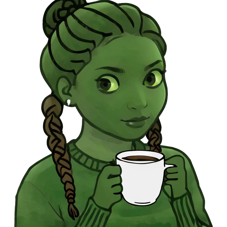 Black girl with braids with side parting taking a cup of coffee  emoji