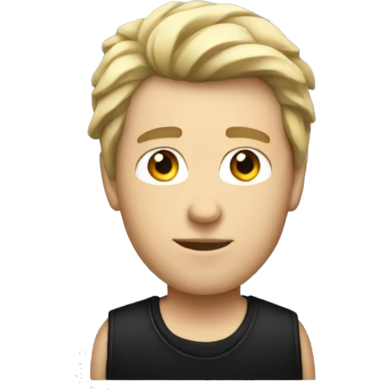 White guy, with a mullet wearing black clothing emoji