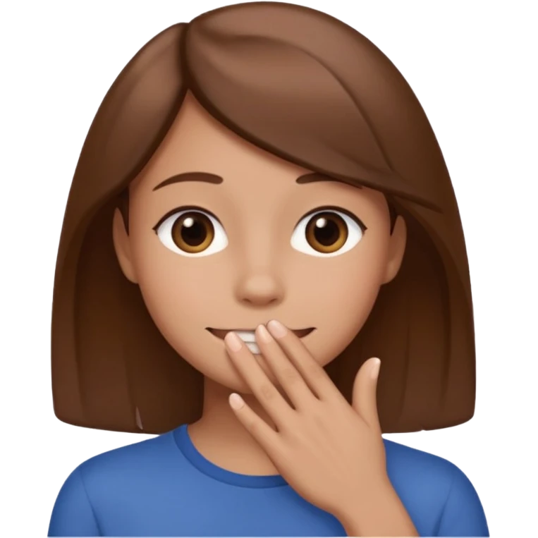face with a shy smile and hand over mouth emoji