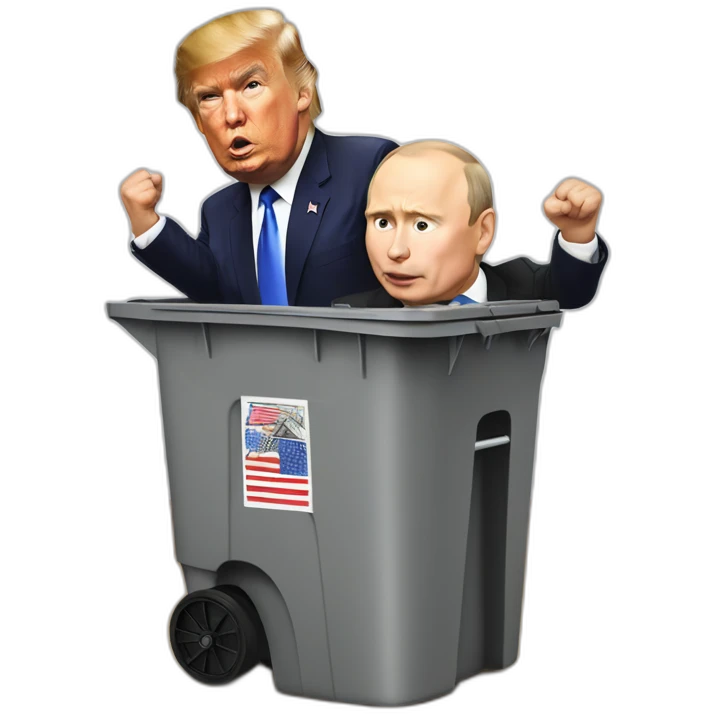 trump trowing putin in the trashcan emoji