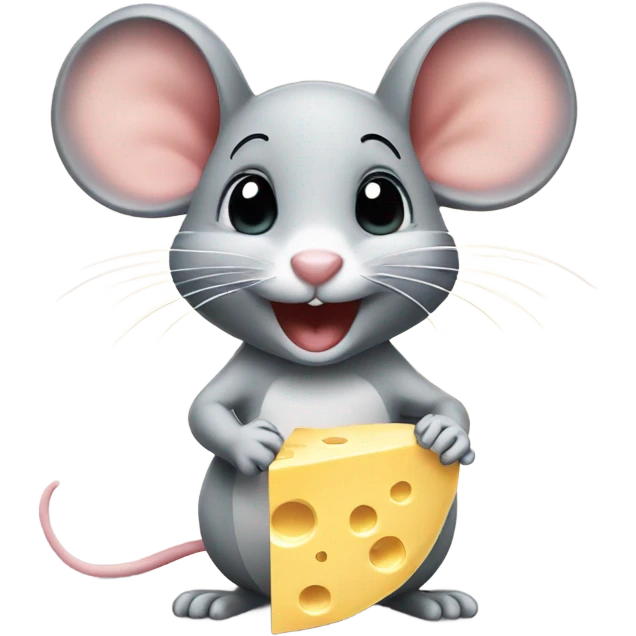 A cute mouse with a piece of cheese  emoji