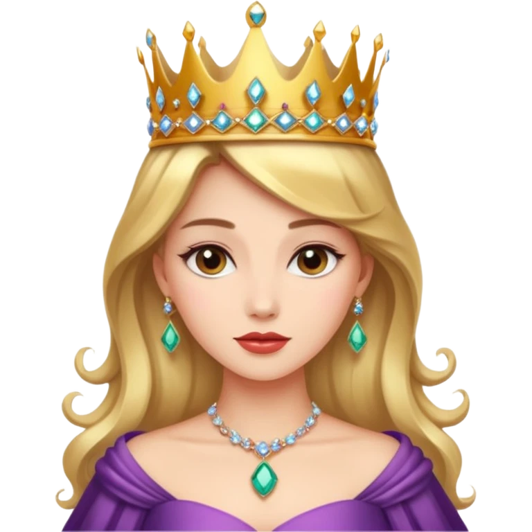 Queen – Elegant woman with jeweled crown and gown emoji
