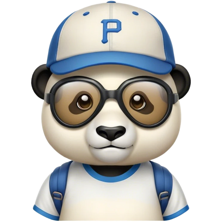 Panda wearing cap and tahirt and goggles emoji
